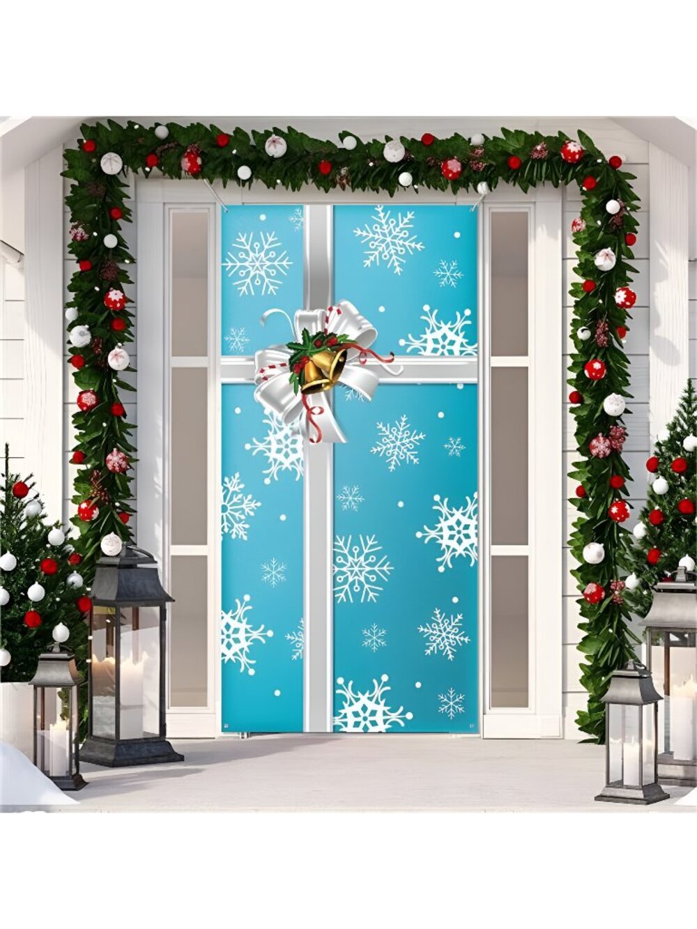 Christmas Door Cover Xmas Door Decorations Christmas Gift Box Present Door Cover